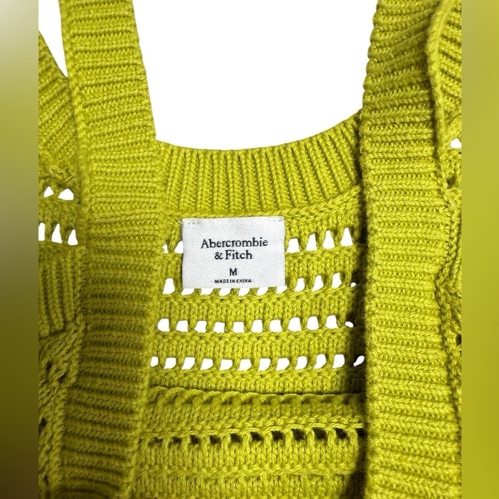 Abercrombie & Fitch Lime Green Crochet Knit Tank Top Size M - Picture 3 of 5
